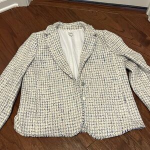 J. Crew Factory Cream and Navy Tweed Blazer